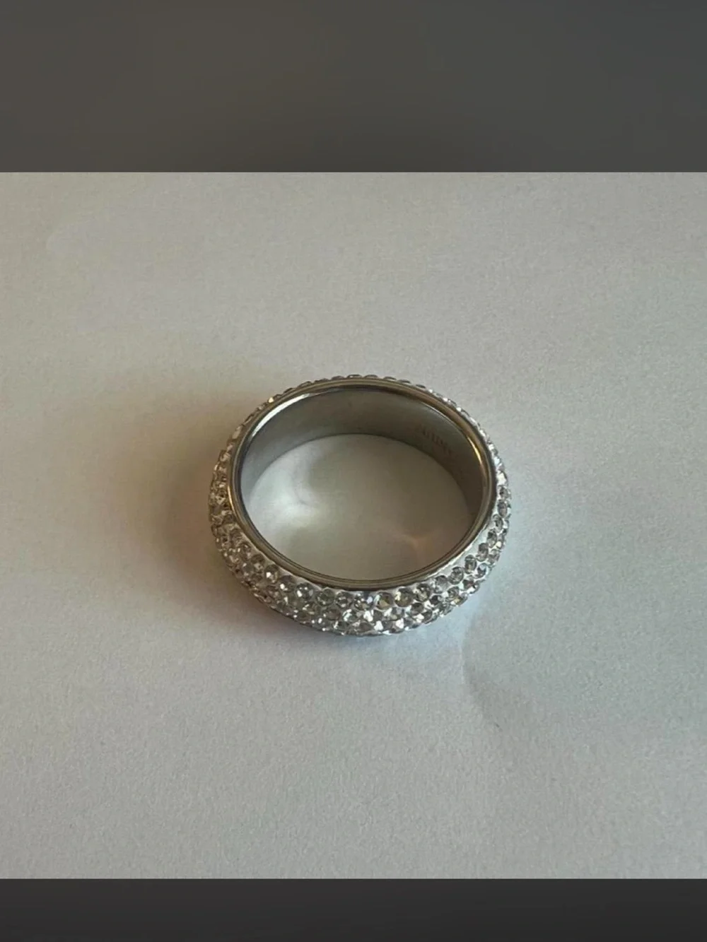 Titanium Pavé Crystal Ring Size 13 Wide Band Rhinestone Statement Ring